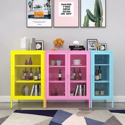 Armário de armazenamento colorido do canto de escritório domiciliário da biblioteca com portas dobro